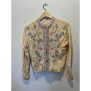 Vintage Orient Express Beaded Embroidered Cardigan Sweater